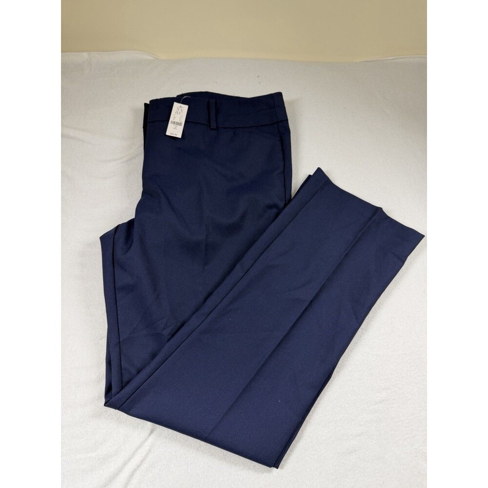 NY&Co Womens Dress Pants Size 18 Tall Blue Twill Bootcut Pockets Zip $52 438